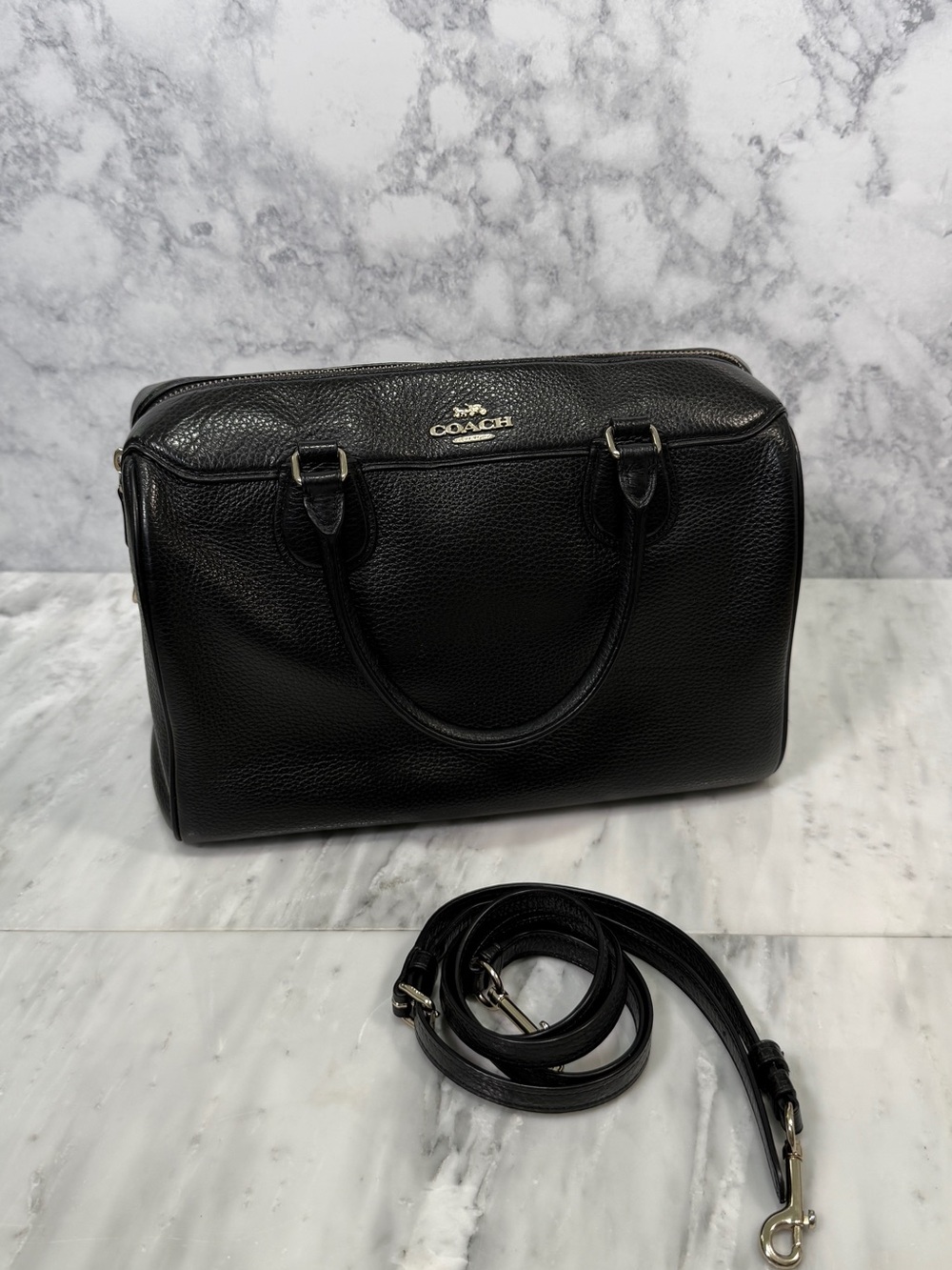 Coach Bennet Top Handle Bag with Crossbody Strap - Black with Gold Hardware